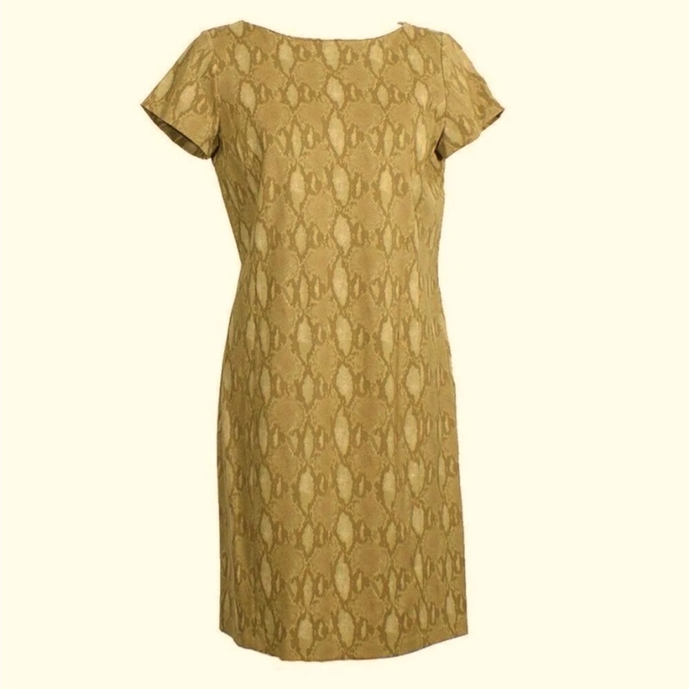 Lauren Ralph Lauren Python Snake Print Tan Ponte Sheath Dress Size M